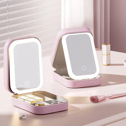 Portable LED Makeup Mirror Box with 3-Color Light