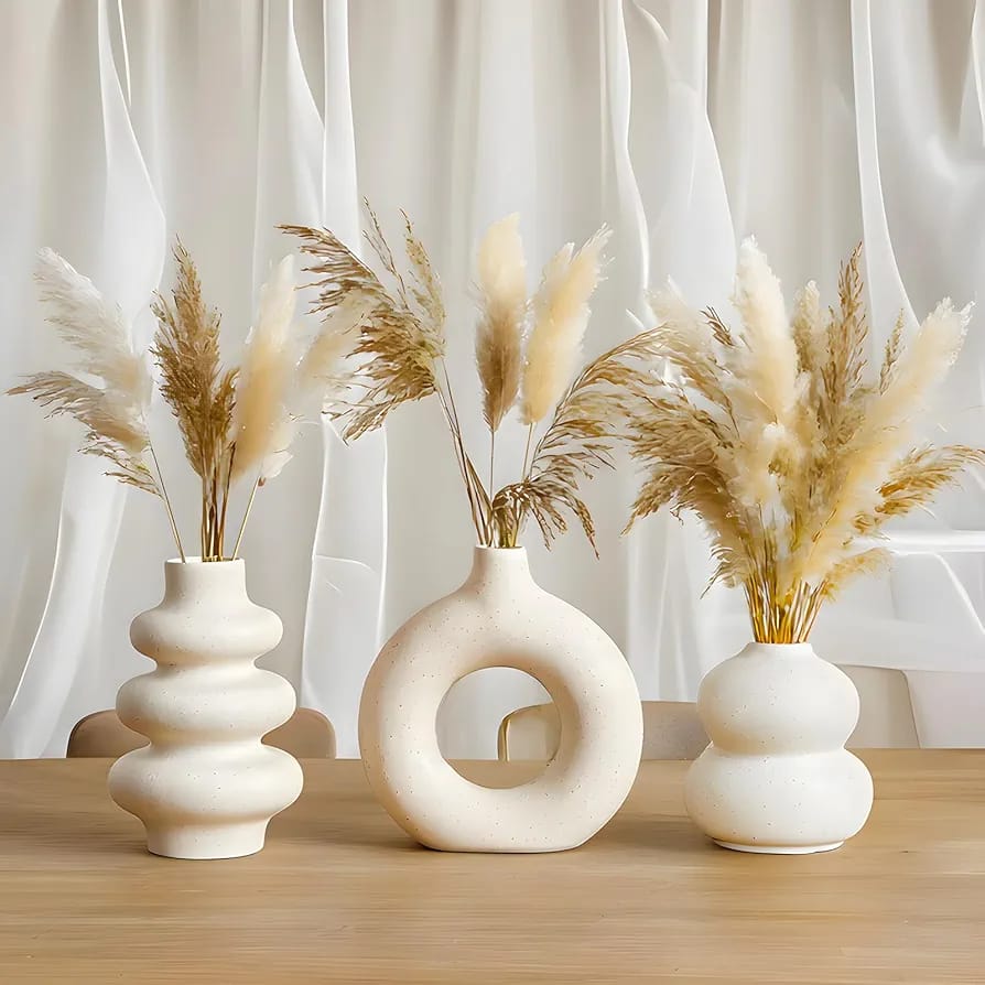 Luxury White Ceramic Flower Vase - set of 3