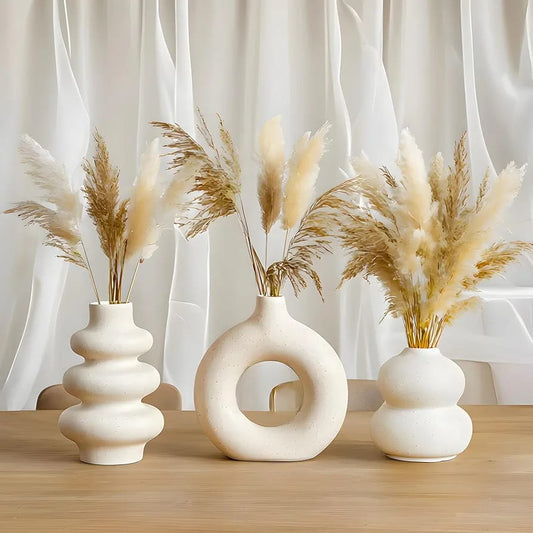 Luxury White Ceramic Flower Vase - set of 3