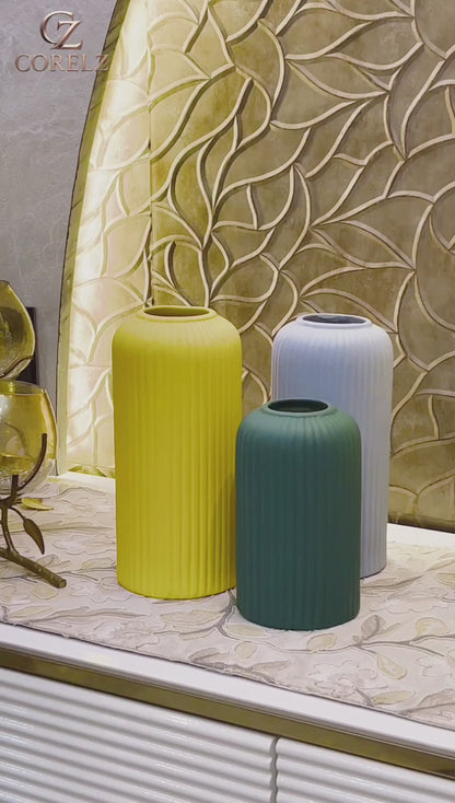 Multicolour Ribbed vase set