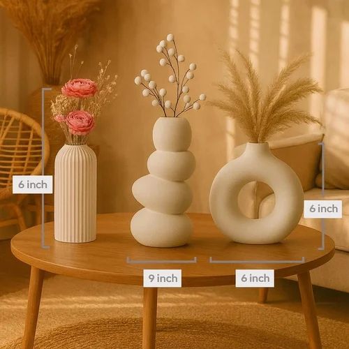 Luxury White Ceramic Flower Vase - set of 3