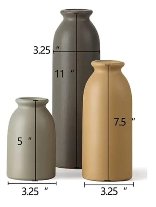 Lustrous Ceramic Vase Set of 3 - Perfect for Home Decor