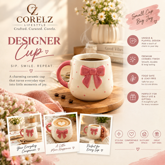 Pink Bow mugs - set of 2