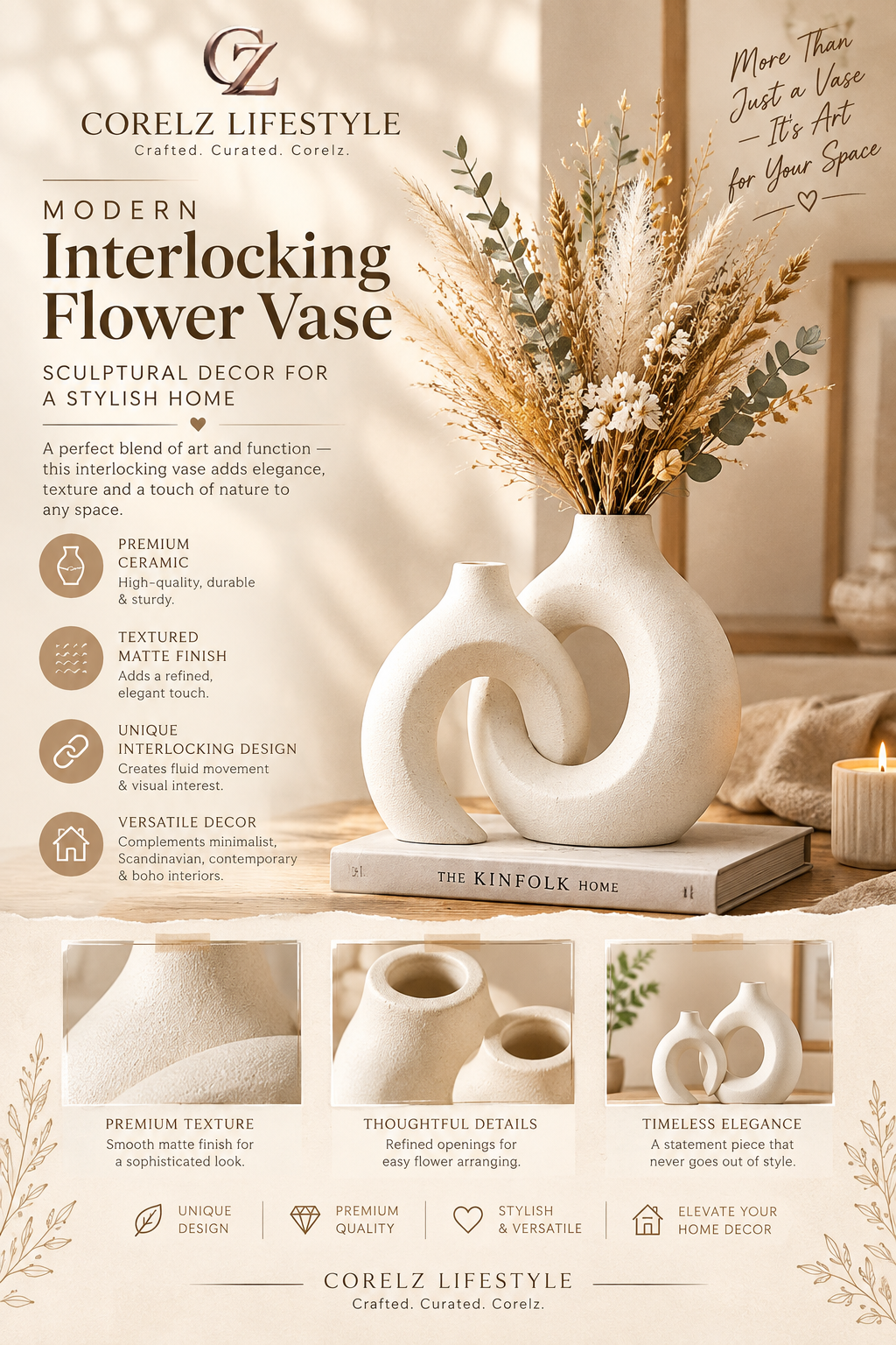 Modern Interlocking Decorative Ceramic Vase
